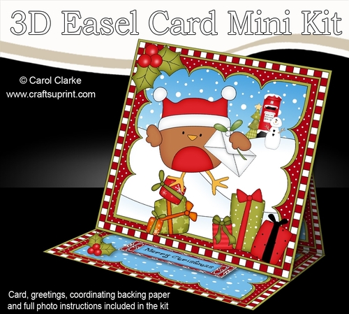 3D Easel Card Mini Kit - Christmas Bobbin Robin