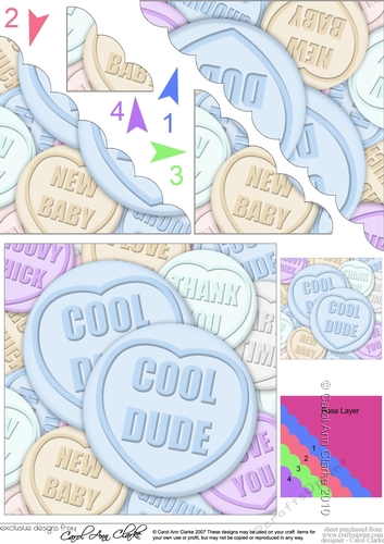 Cool Dude Sweet Heart Scallop Corner Side Stacker Topper