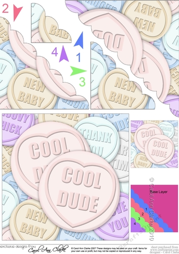 Cool Dude Sweet Heart Scallop Corner Side Stacker Topper