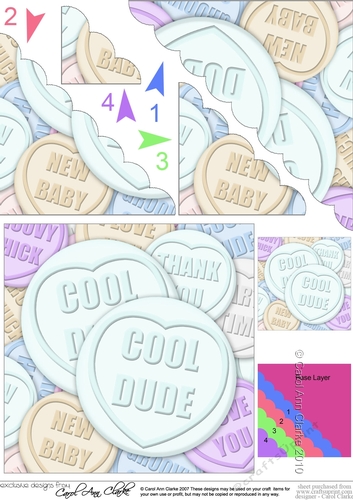 Cool Dude Sweet Heart Scallop Corner Side Stacker Topper