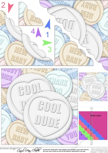 Cool Dude Sweet Heart Scallop Corner Side Stacker Topper