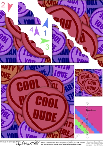 Cool Dude Sweet Heart Scallop Corner Side Stacker Topper