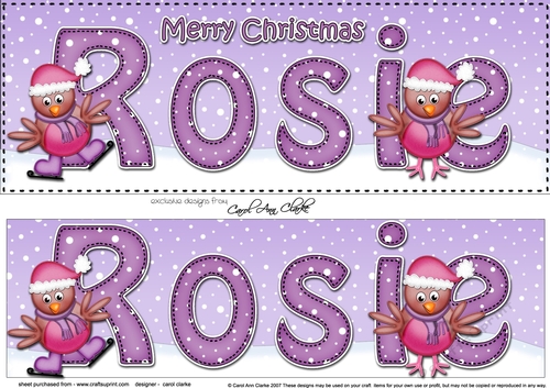 Large DL Merry Christmas ROSIE 3D decoupage