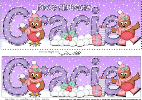Large DL Merry Christmas GRACIE 3D decoupage