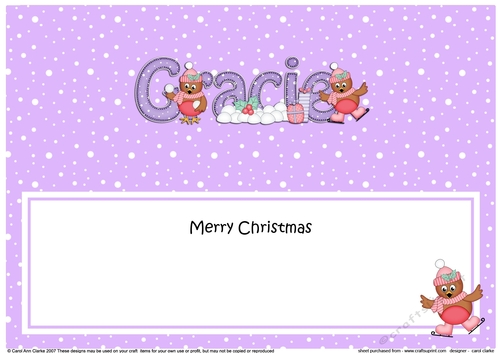 Large DL Merry Christmas GRACIE insert