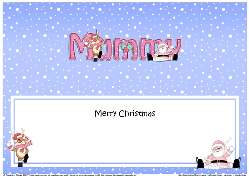 Large DL Merry Christmas MUMMY with Santa & Rudolph insert