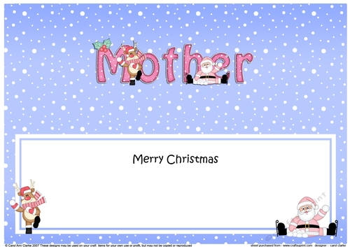 Large DL Merry Christmas MOTHER with Santa & Rudolph insert