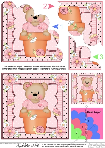 Flower Pot Friends Cute Little Livvy Bear Shell Edged Corner Side Stacker