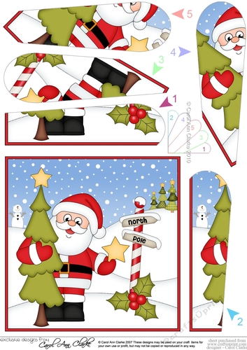 Christmas Santa is at the North Pole Fan Pyramage Topper
