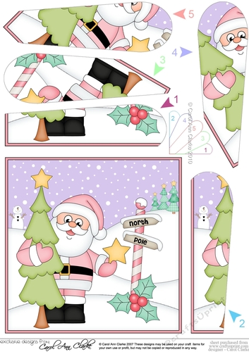 Christmas Santa is at the North Pole Fan Pyramage Topper