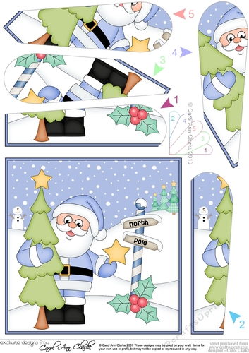 Christmas Santa is at the North Pole Fan Pyramage Topper