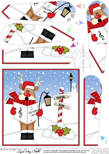 Christmas Rudolph is Carol Singing at the North Pole Fan Pyramage Topper