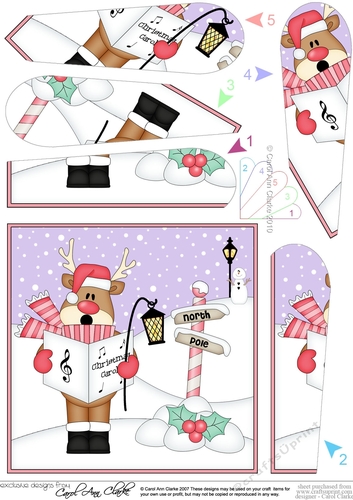 Christmas Rudolph is Carol Singing at the North Pole Fan Pyramage Topper