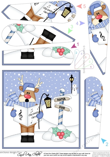 Christmas Rudolph is Carol Singing at the North Pole Fan Pyramage Topper