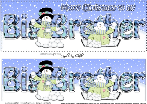 Large DL Merry Christmas to my BIG BROTHER 3D decoupage with Snowman Rio