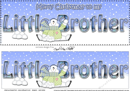 Large DL Merry Christmas to my LITTLE BROTHER 3D decoupage with Snowman Rio