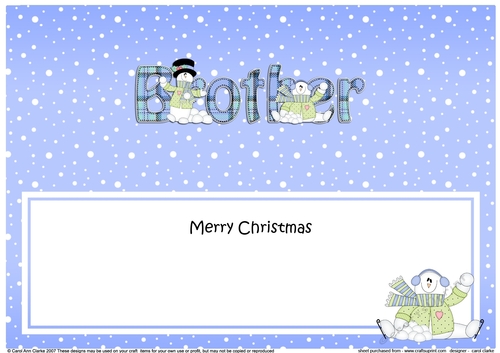Large DL Merry Christmas BROTHER insert with Snowman Rio