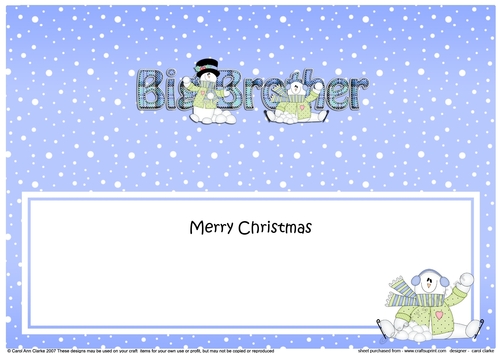 Large DL Merry Christmas BIG BROTHER insert with Snowman Rio