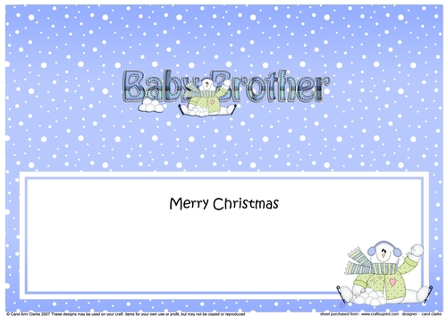 Large DL Merry Christmas BABY BROTHER insert with Snowman Rio