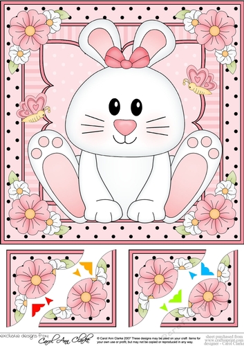 8 x 8 Cute Little Bunny Scalloped Corner Topper 