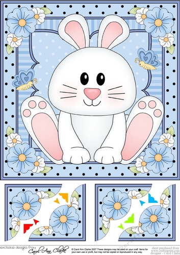 8 x 8 Cute Little Bunny Scalloped Corner Topper 