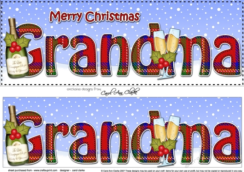 Large DL Merry Christmas GRANDMA 3D decoupage with Champagne