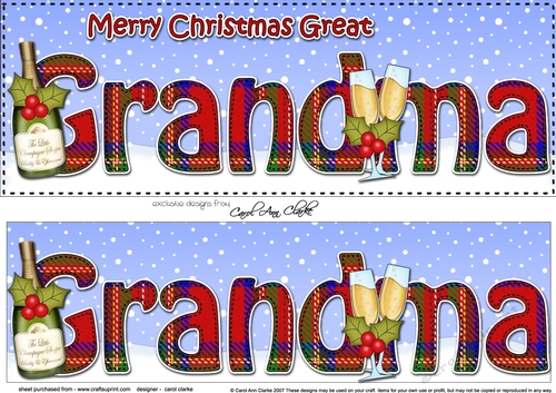 Large DL Merry Christmas GREAT GRANDMA 3D decoupage with Champagne