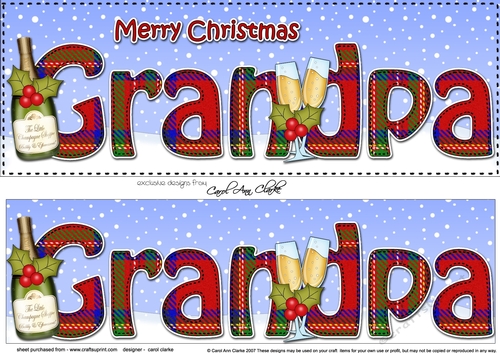 Large DL Merry Christmas GRANDPA 3D decoupage with Champagne