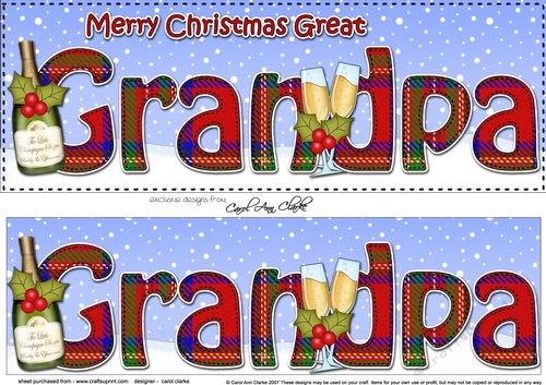 Large DL Merry Christmas GREAT GRANDPA 3D decoupage with Champagne