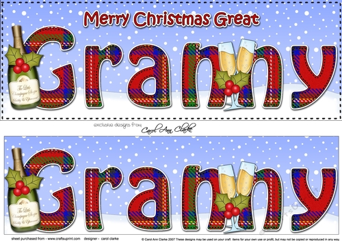 Large DL Merry Christmas GREAT GRANNY 3D decoupage with Champagne