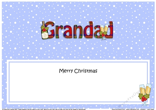 Large DL Merry Christmas GRANDAD insert with Champagne
