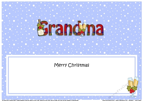 Large DL Merry Christmas GRANDMA insert with Champagne