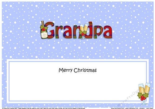 Large DL Merry Christmas GRANDPA insert with Champagne