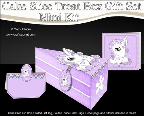 Cute Unicorn - Cake Slice Treat Box Gift Set Mini Kit