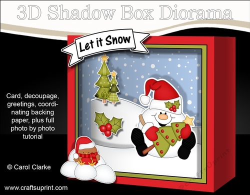 3D Christmas Diorama Shadow Box Card Mini Kit - Snowball Sam has an Xmas Tree
