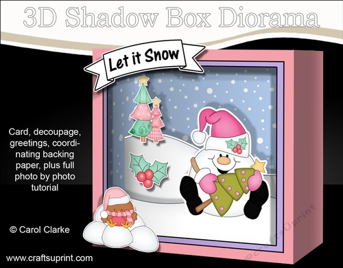 3D Christmas Diorama Shadow Box Card Mini Kit - Snowball Sam has an Xmas Tree