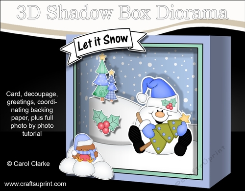 3D Christmas Diorama Shadow Box Card Mini Kit - Snowball Sam has an Xmas Tree