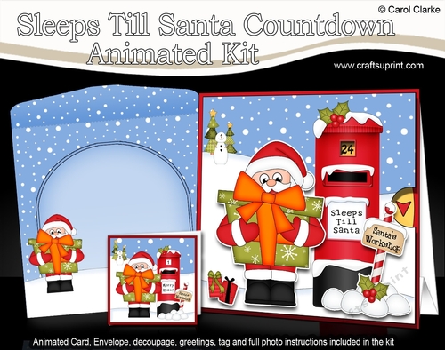 3D Animated Sleeps Till Santa Christmas Postbox Countdown Card Kit - Santa has a Present