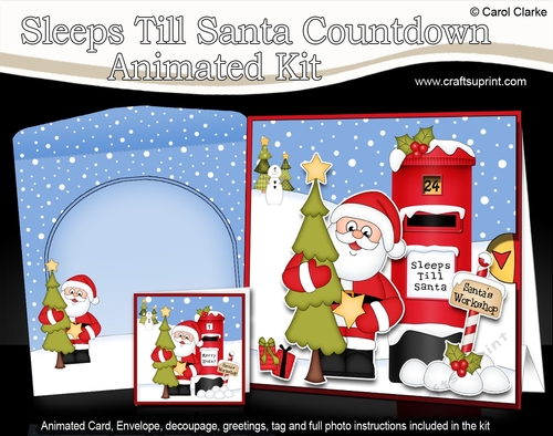 3D Animated Sleeps Till Santa Christmas Postbox Countdown Card Kit - Santa has an Xmas Tree
