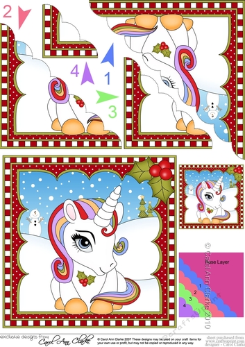 Cute Christmas Unicorn Scalloped Corner Stacker