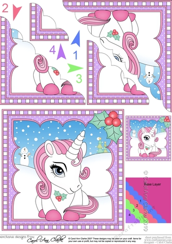 Cute Christmas Unicorn Scalloped Corner Stacker