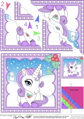 Cute Christmas Unicorn Scalloped Corner Stacker