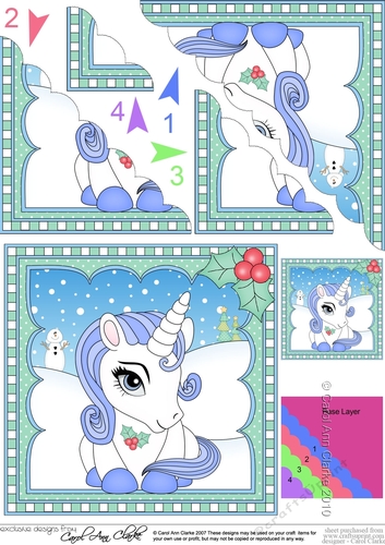 Cute Christmas Unicorn Scalloped Corner Stacker