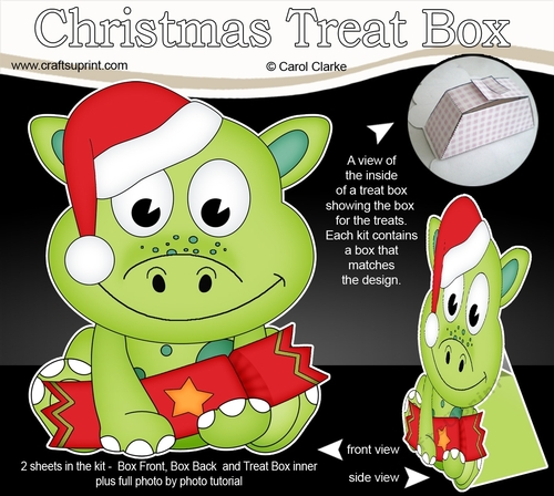 3D Christmas Treat Box Gift Set Mini Kit - Cute Little Dino