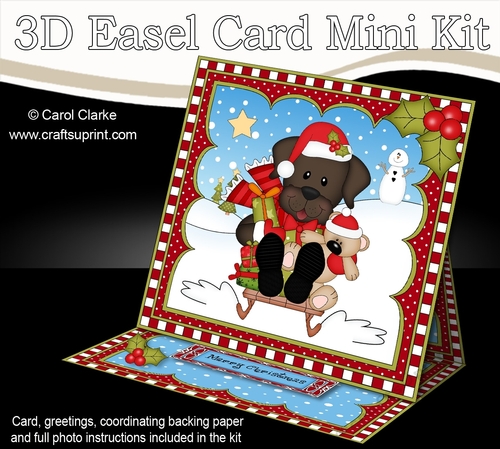 3D Christmas Easel Card Mini Kit - Little Chocolate Labrador Dog