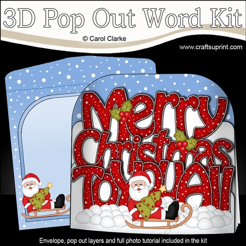 3D Pop Out Christmas Word Card Kit - Merry Christmas TO YOU ALL with Santa