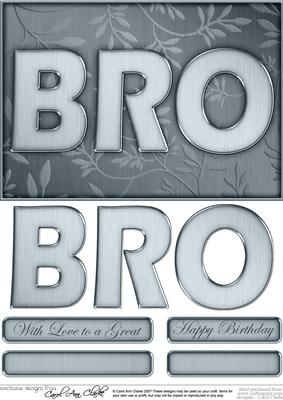 A5 Elegant Metallic Words Bro Quick Card with 3D Decoupage