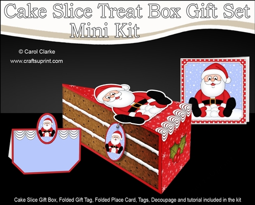 3D Christmas Cake Slice Treat Box Gift Set Mini Kit - Santa is Snowballing!