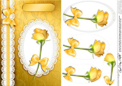 A5 Rose, Lace and Pearls Quick Card with Pyramage