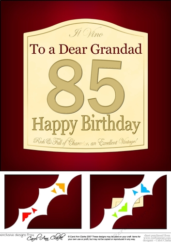 8 x 8 85th Birthday Grandad Wine Label Scalloped Corner